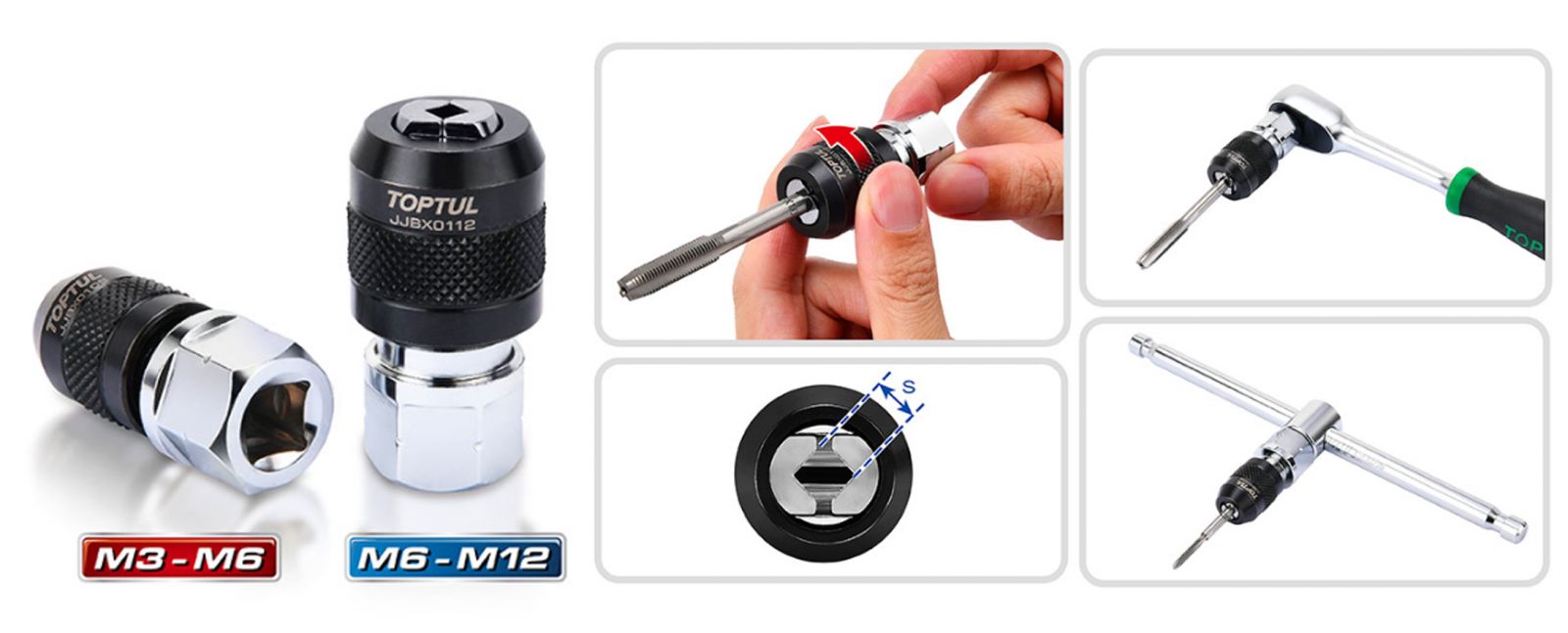 Đầu Tuýp Vặn Taro Điều Chỉnh TOPTUL JJBX0112