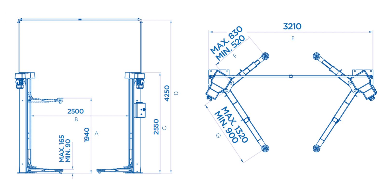 Cầu nâng 2 trụ OMCN 199/GK