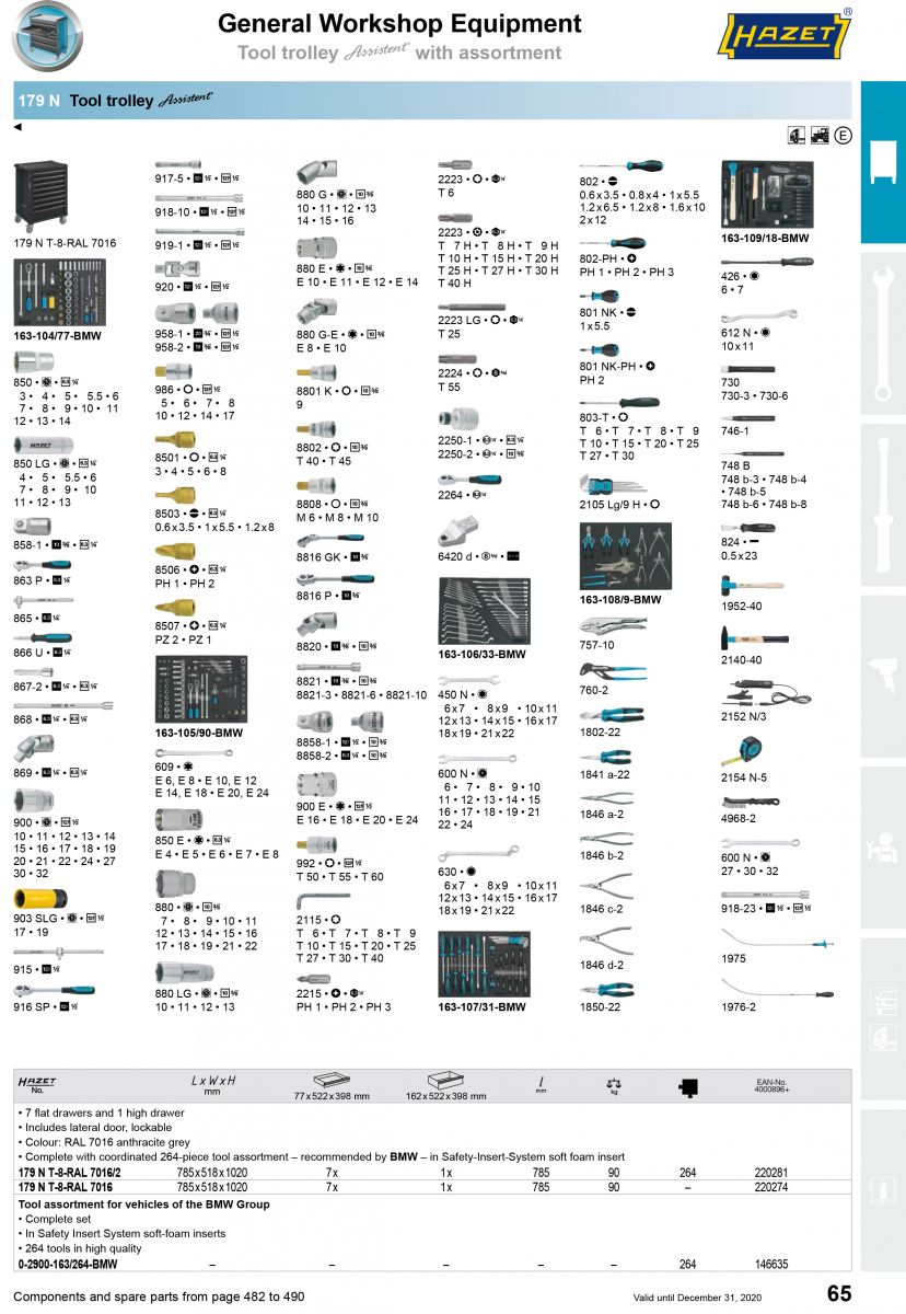 Tủ đồ nghề 8 ngăn 264pcs cho xe BMW