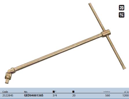 Cần siết lắc léo kiểu tay trượt chữ T 3/4