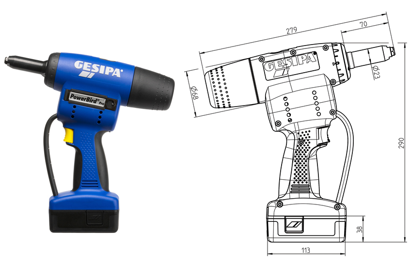 Súng rút đinh rive bằng Pin POWERBIRD® PRO