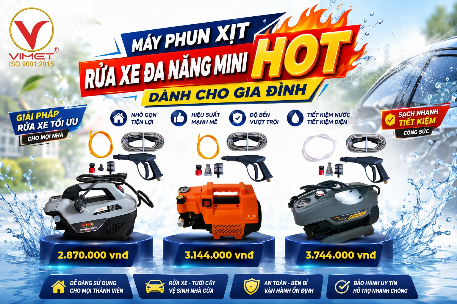 máy rua xe phun xịt đa năng gia đình