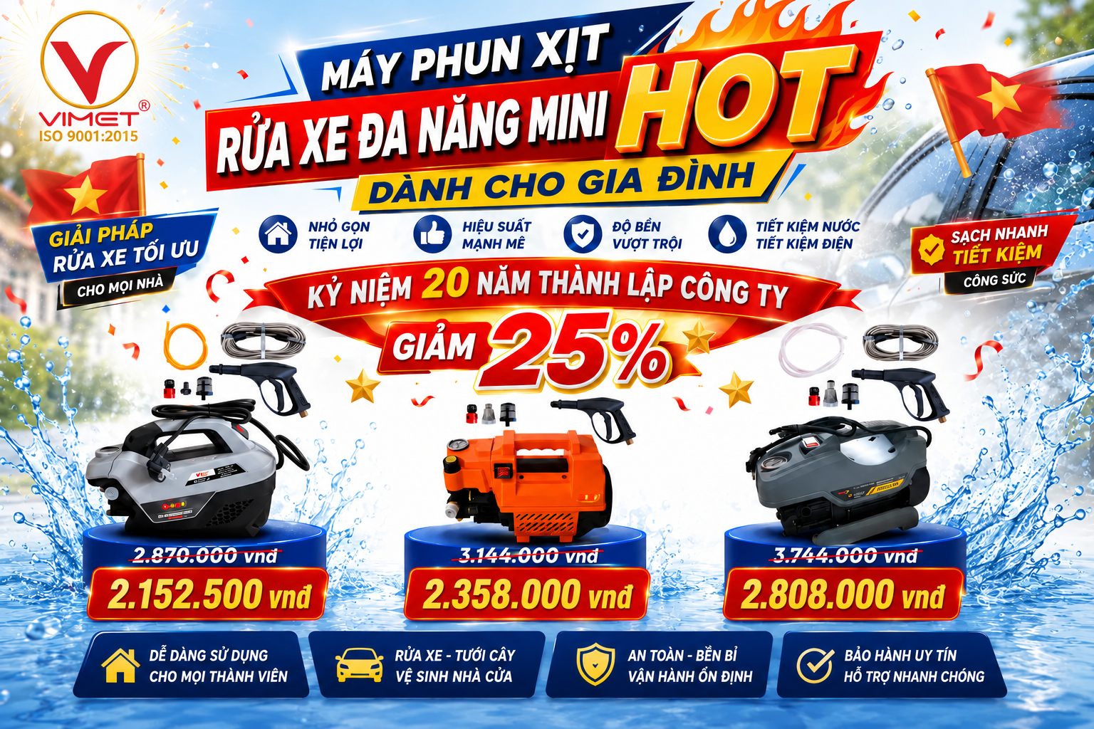 Máy phun xịt rửa đa năng cho gia đình