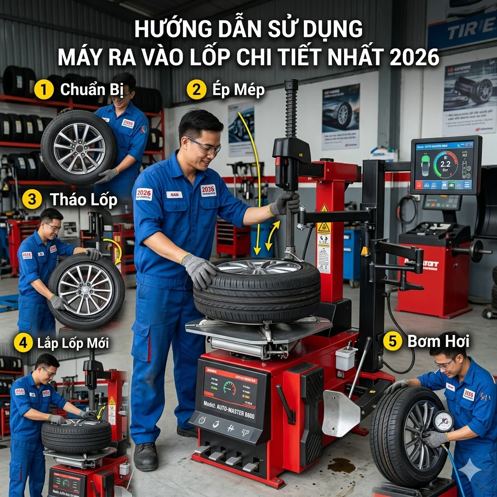 Hướng Dẫn Sử Dụng Máy Ra Vào Lốp Chi Tiết Nhất 2026