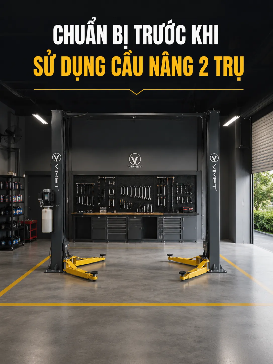 cách sử dụng cầu nâng 2 trụ