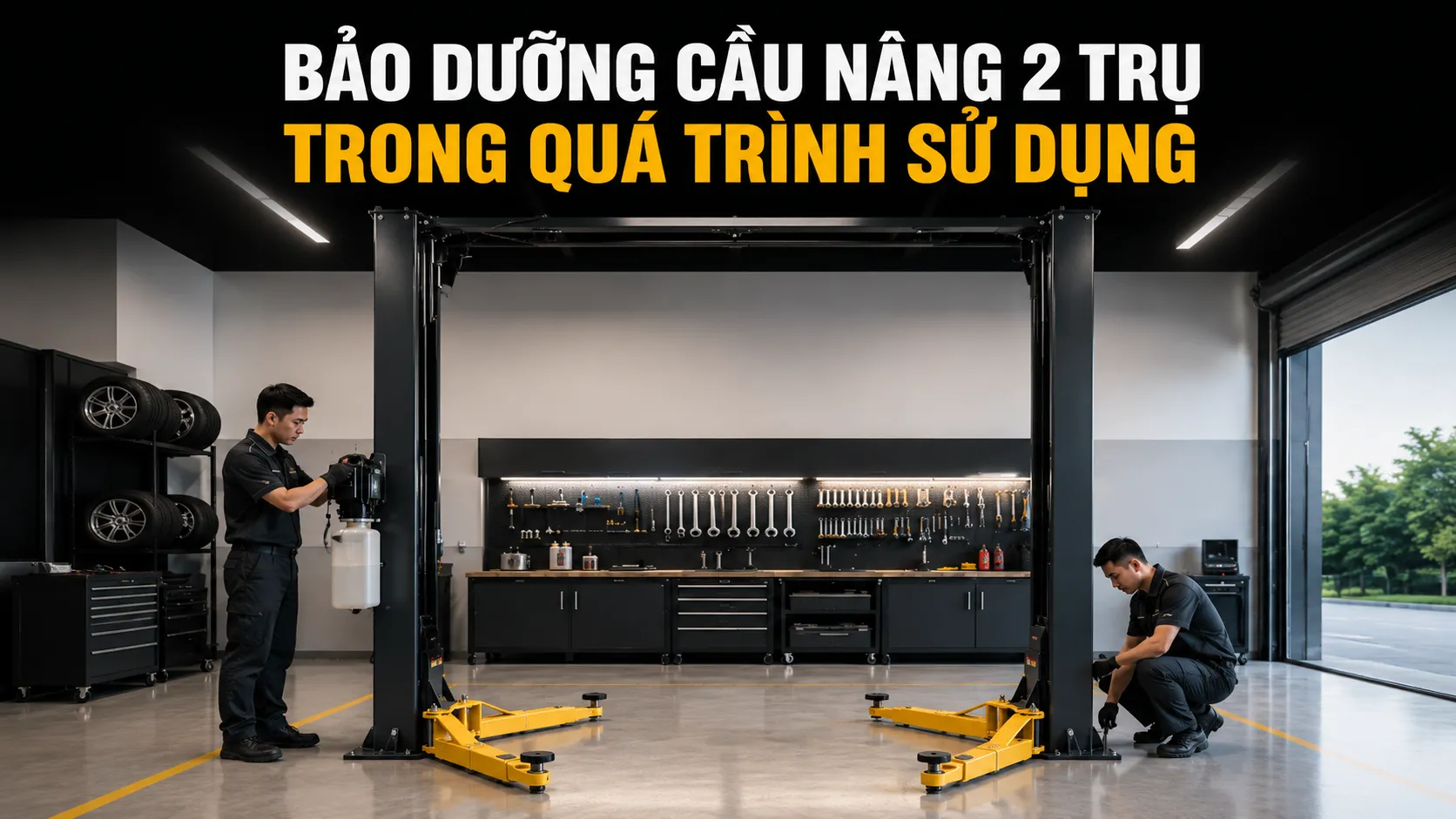cách sử dụng cầu nâng 2 trụ
