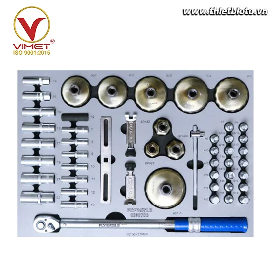 Bộ dụng cụ 50 chi tiết gồm cờ lê lực và đầu khẩu thay dầu 0380700