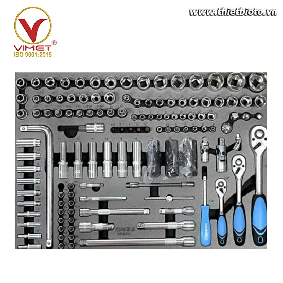 Bộ dụng cụ 124 món gồm đầu khẩu 1/4", 3/8", 1/2" và tay cầm lắc xiết 0623604