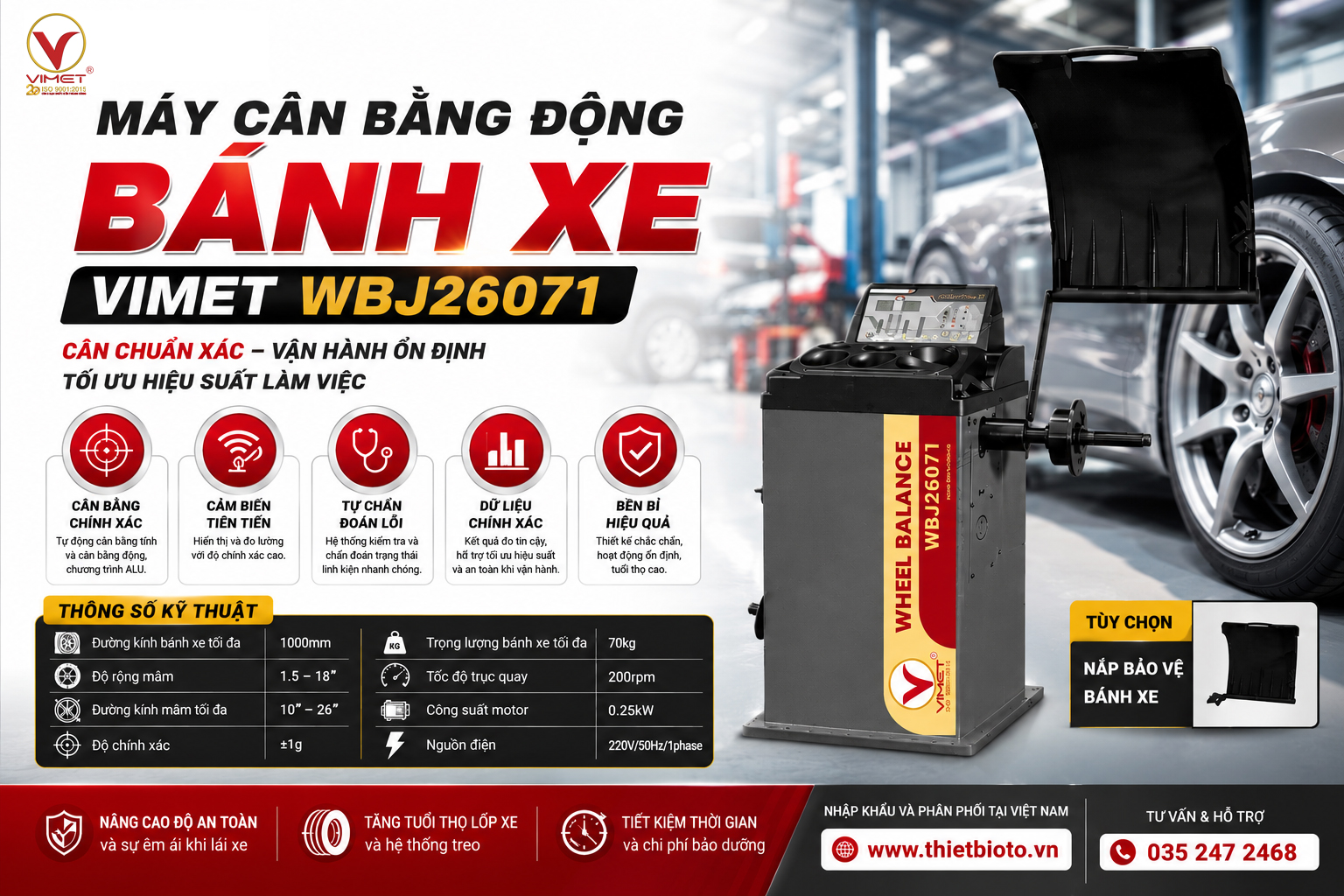 Máy cân bằng động bánh xe VIMET WBJ26071