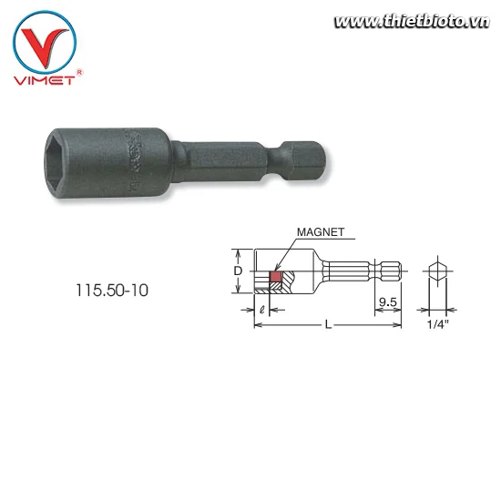 Đầu khẩu lục giác 10mm Koken 115.50-10