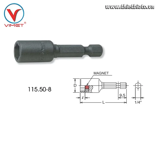 Đầu khẩu lục giác 8mm Koken 115.50-8