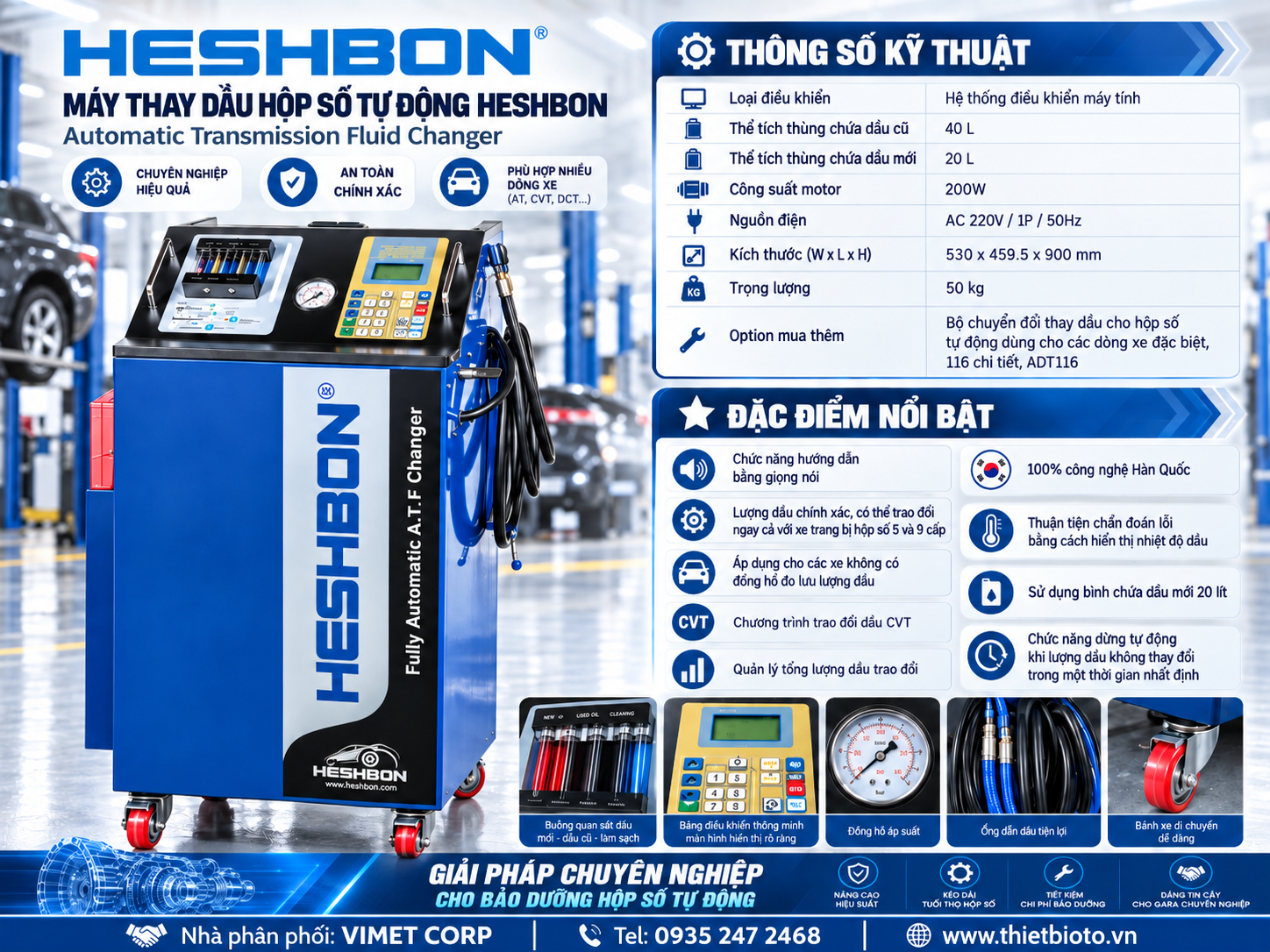 Máy thay dầu hộp số tự động Heshbon HO-250A