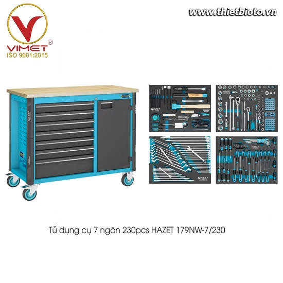 Tủ đồ nghề sửa chữa 7 ngăn 230 chi tiết HAZET 179NW-7/230