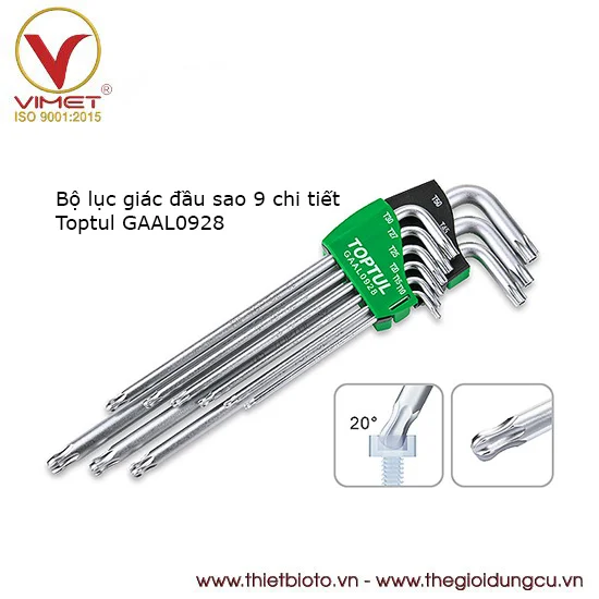 Bộ lục giác đầu sao 9pcs Toptul GAAL0928