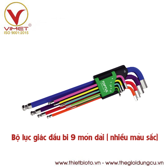 Bộ lục giác đầu bi 9 món dài ( nhiều màu sắc) TOPTUL GAAL0918