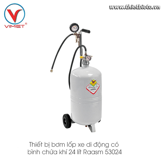 Thiết bị bơm lốp xe di động có bình chứa khí 24 lít Raasm 53024