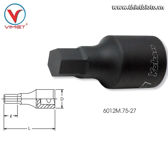 Đầu tuýp mũi vít 27mm Koken 6012M.75-27