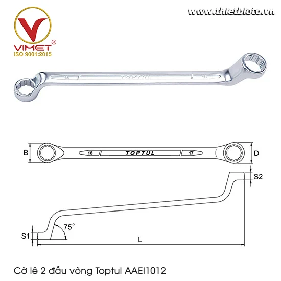Cờ lê 2 đầu vòng Toptul AAEI1012