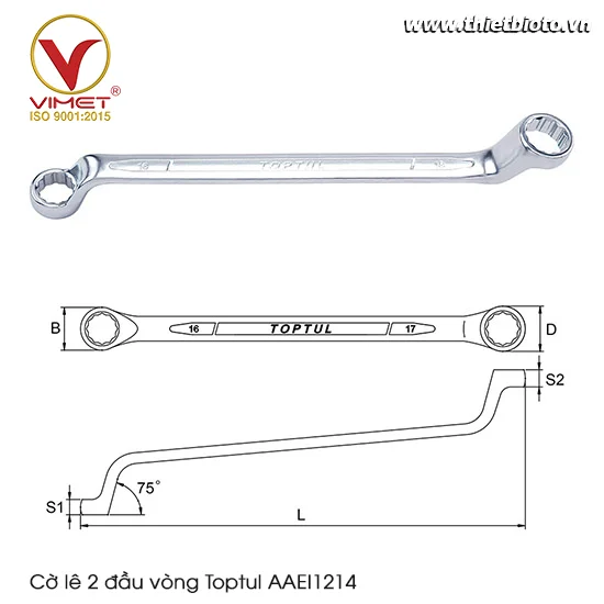 Cờ lê 2 đầu vòng Toptul AAEI1214