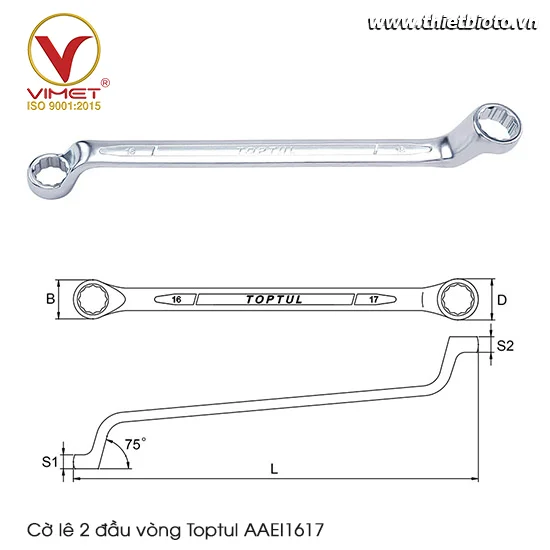 Cờ lê 2 đầu vòng Toptul AAEI1617