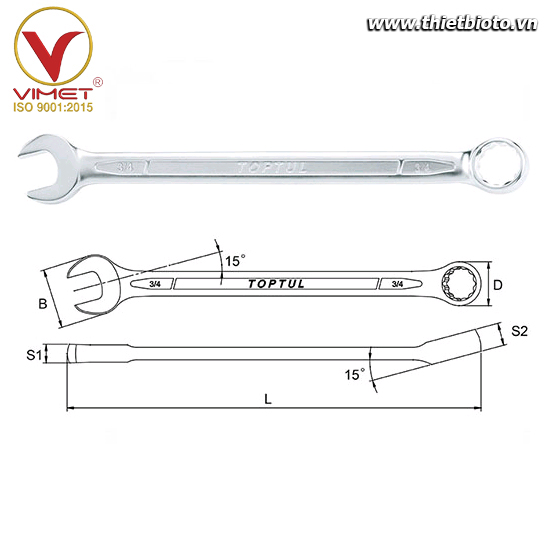 Cờ lê vòng miệng Toptul Hệ inch ACEA0808