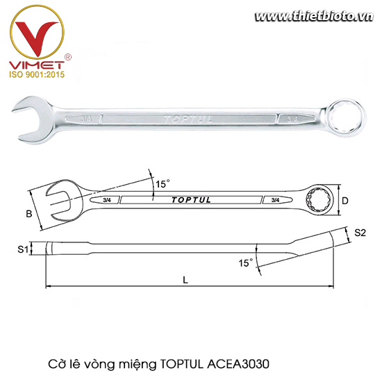 Cờ lê vòng miệng TOPTUL ACEA3030