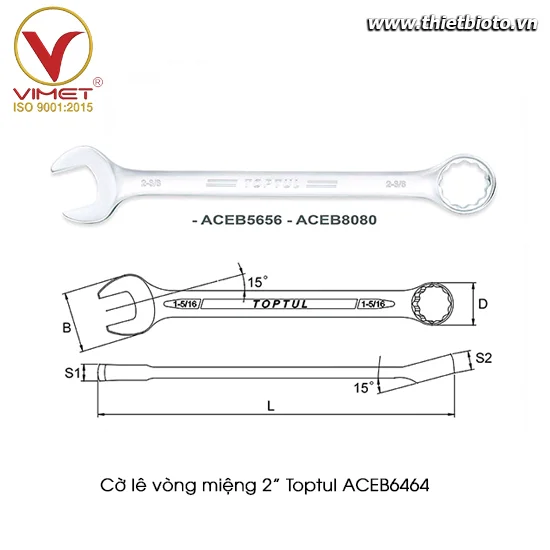 Cờ lê vòng miệng Toptul hệ inch  2