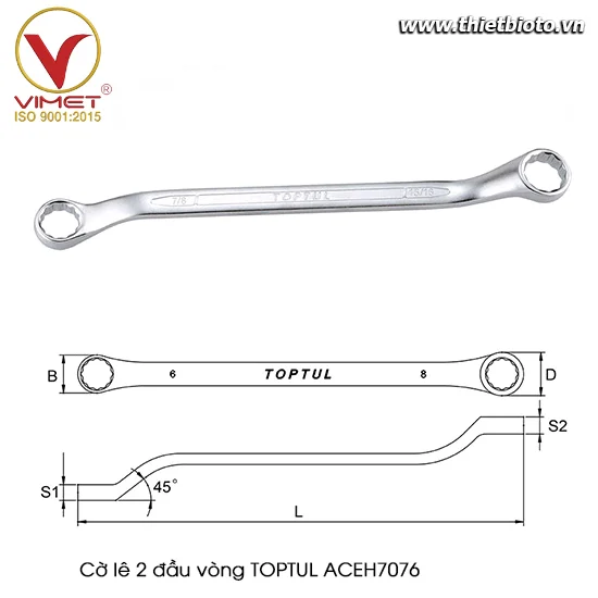 Cờ lê 2 đầu vòng TOPTUL ACEH7076