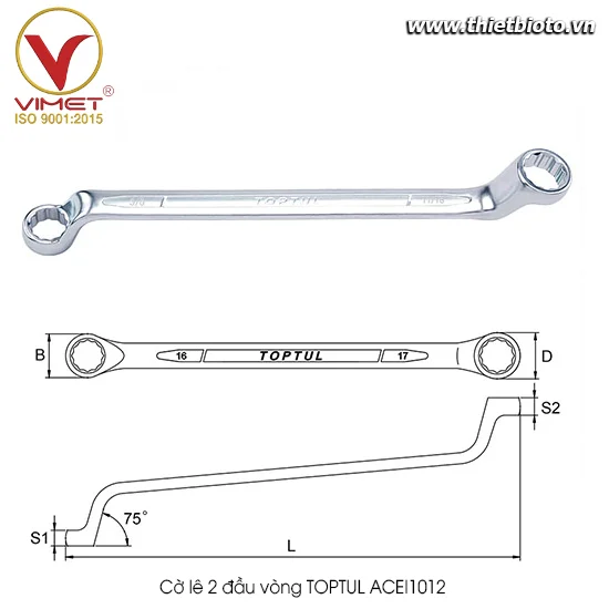 Cờ lê 2 đầu vòng TOPTUL ACEI1012
