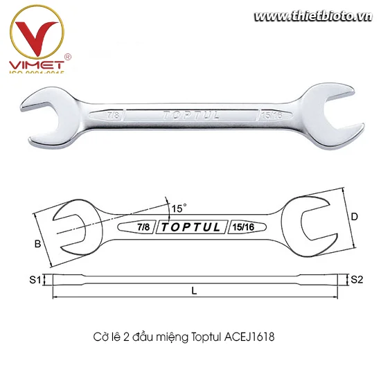 Cờ lê 2 đầu miệng Toptul ACEJ1618