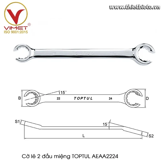 Cờ lê 2 đầu miệng TOPTUL AEAA2224