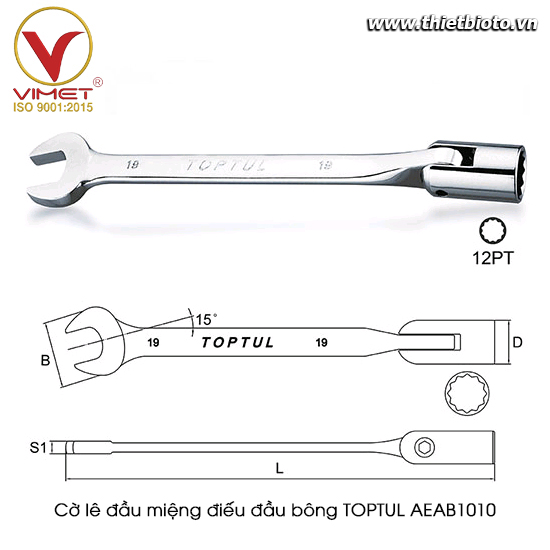 Cờ lê đầu miệng đầu điếu bông TOPTUL AEAB1010