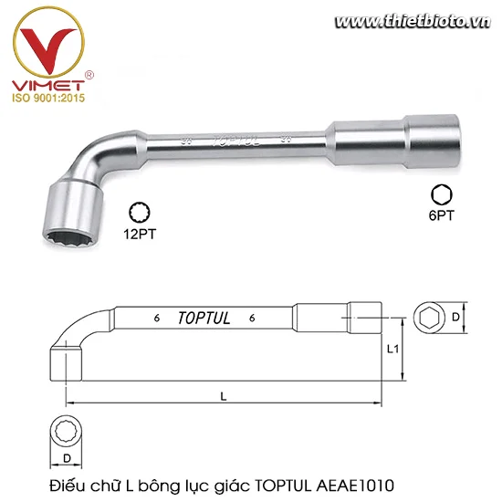 Điếu chữ L bông lục giác TOPTUL AEAE1010
