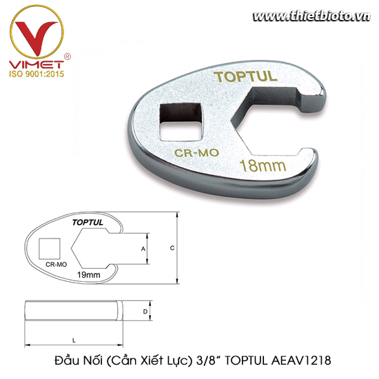 Đầu Nối (Cần Xiết Lực) 3/8” TOPTUL AEAV1218