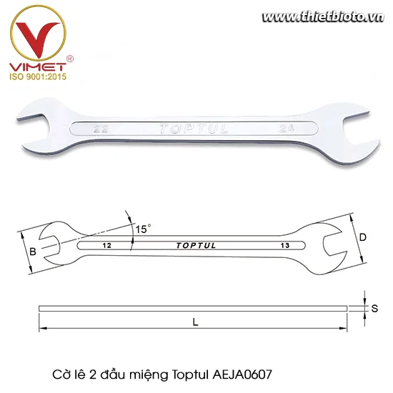 Cờ lê 2 đầu miệng TOPTUL AEJA0607