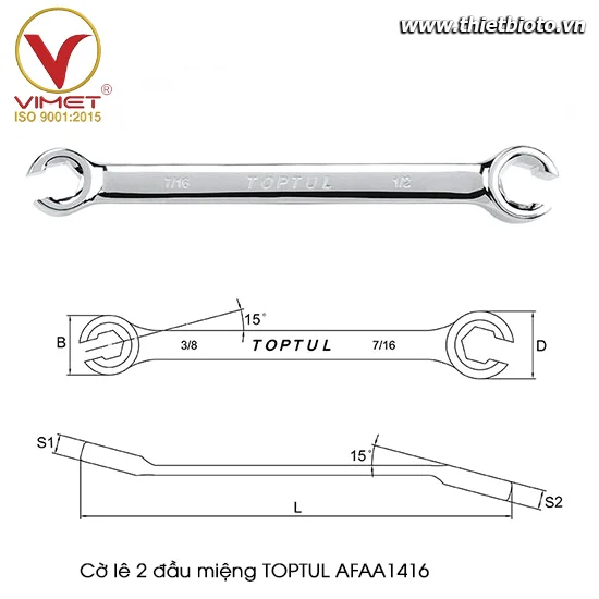 Cờ lê 2 đầu miệng TOPTUL AFAA1416