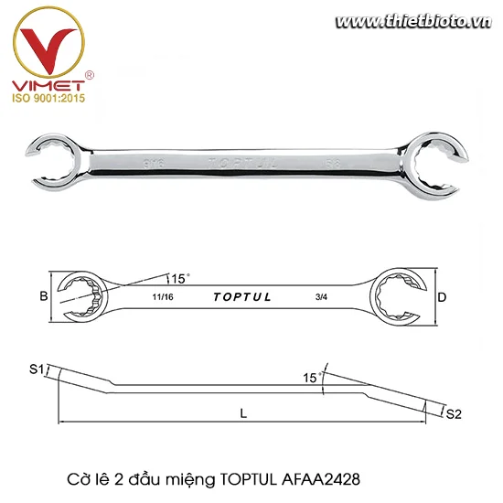 Cờ lê 2 đầu miệng TOPTUL AFAA2428