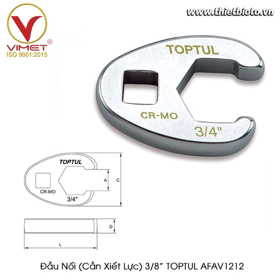 Đầu Nối (Cần Xiết Lực) 3/8” TOPTUL AFAV1212