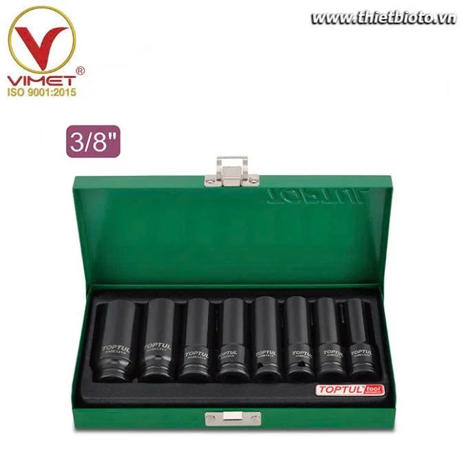 Bộ đầu tuýp lục giác dài đen 3/8" 8PCS Toptul GDAD0808