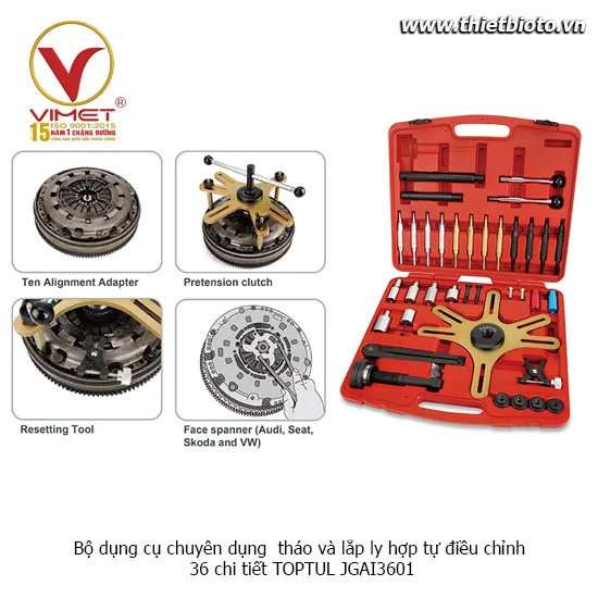 Bộ dụng cụ chuyên dụng tháo lắp ly hợp tự điều chỉnh 36pcs TOPTUL JGAI3601