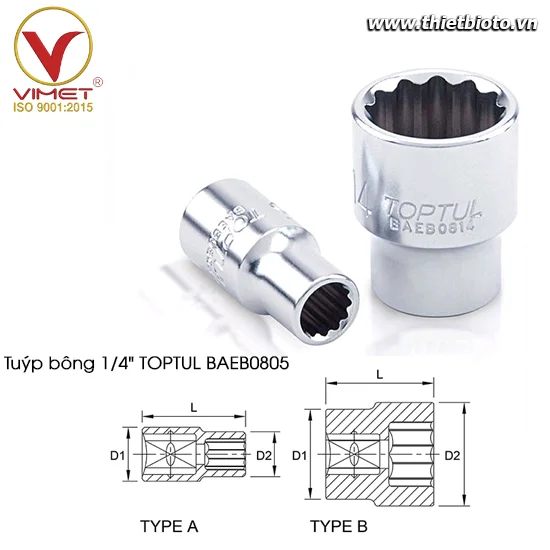 Tuýp bông 1/4" TOPTUL BAEB0805