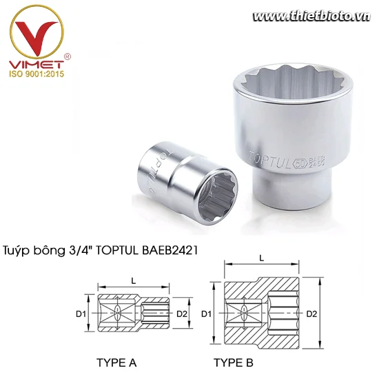 Tuýp bông 3/4" TOPTUL BAEB2421