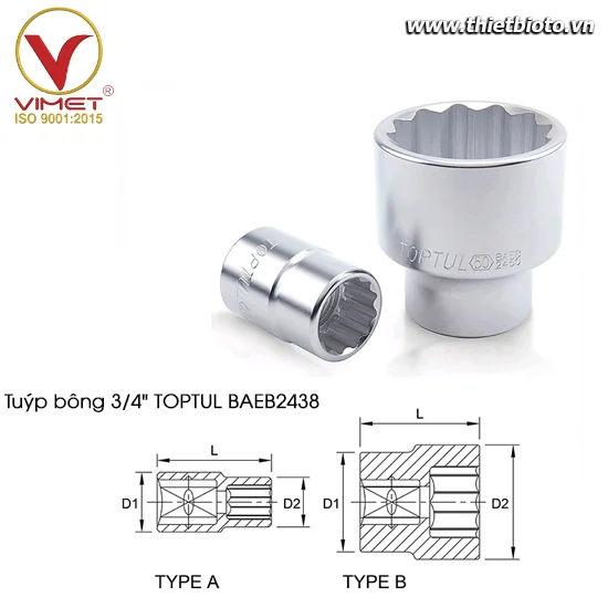 Tuýp bông 3/4" TOPTUL BAEB2438
