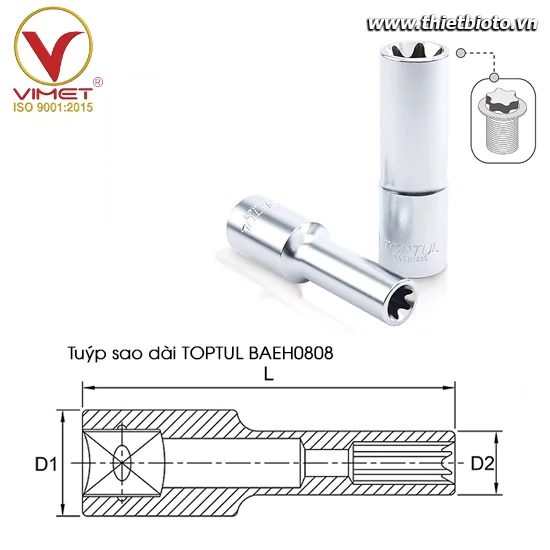 Tuýp sao dài 1/4" TOPTUL BAEH0808