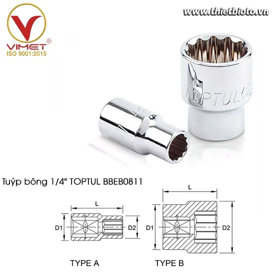 Tuýp bông 1/4" TOPTUL BBEB0811