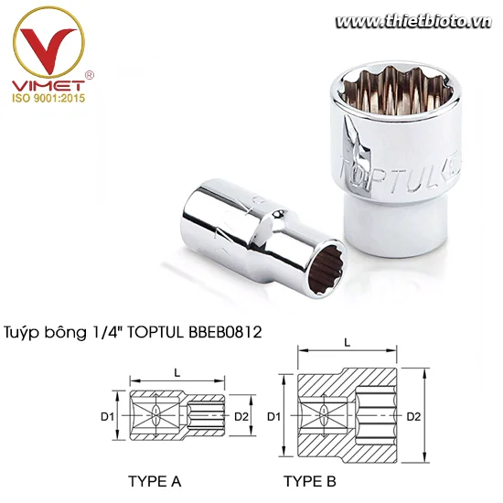 Tuýp bông 1/4" TOPTUL BBEB0812