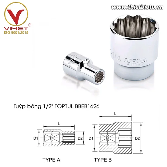 Tuýp bông 1/2" TOPTUL BBEB1626