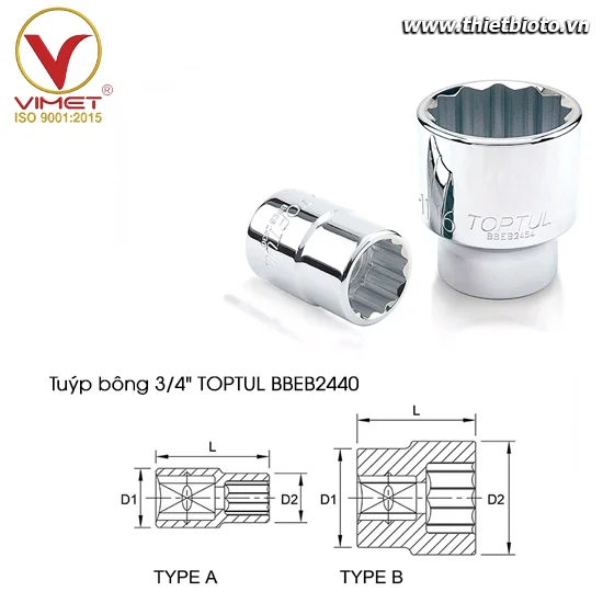 Tuýp bông 3/4" TOPTUL BBEB2440