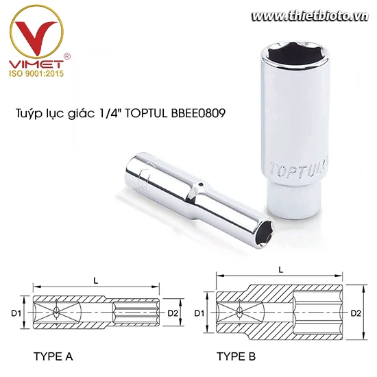 Tuýp lục giác dài 1/4" TOPTUL BBEE0809