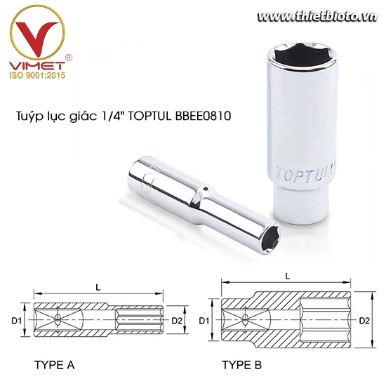 Tuýp lục giác dài 1/4" TOPTUL BBEE0810